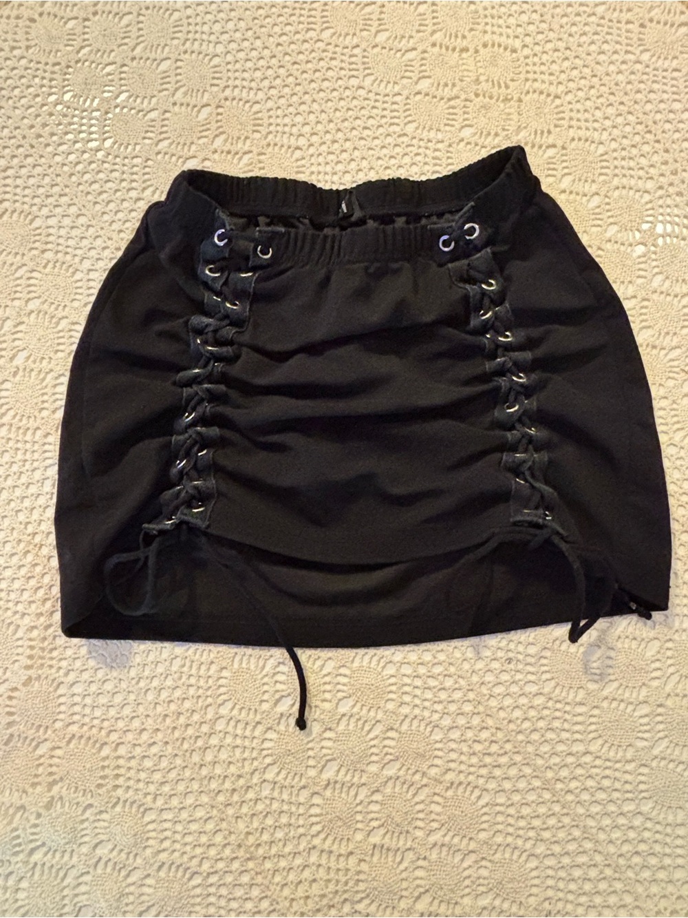 Black Lace-Up Mini Skirt - Women's
